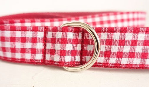 Red Plaid Polyester Pet Collar Set