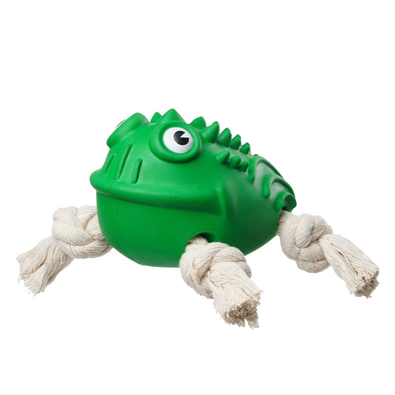 Rubber Cotton Toad Dog Toy