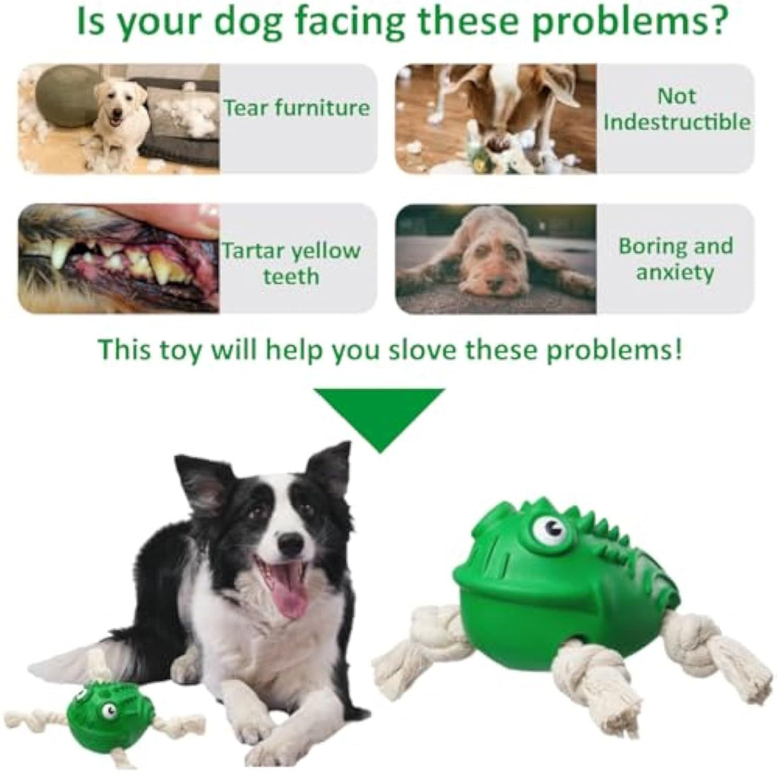 Rubber Cotton Toad Dog Toy