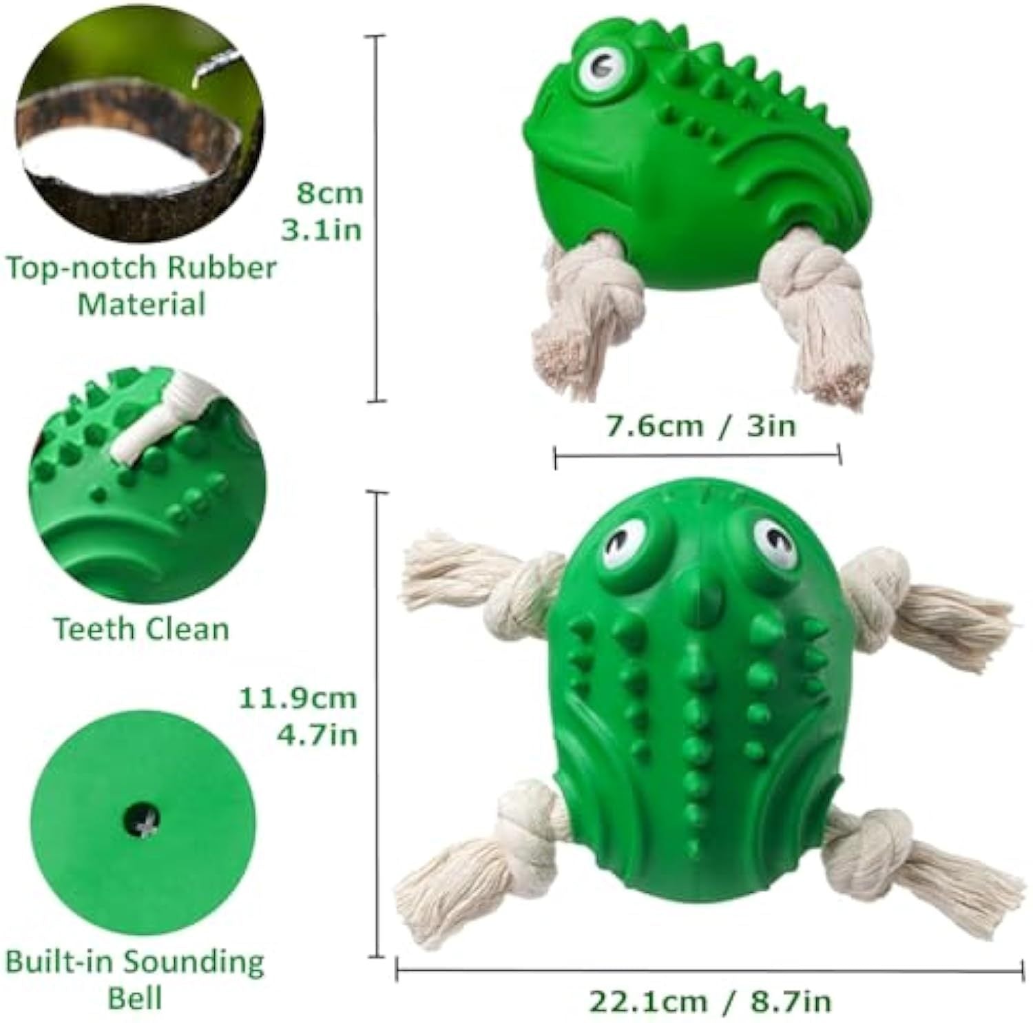 Rubber Cotton Toad Dog Toy